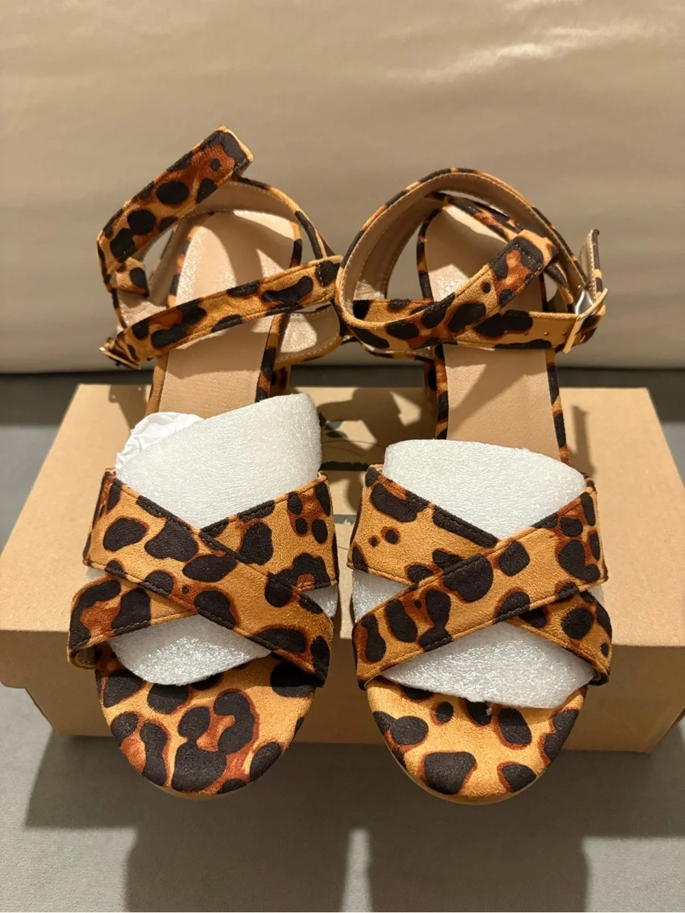 Women’s Leopard Print Block Heel Sandals - US Size 8.5
